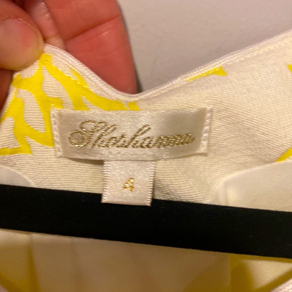 Shoshanna Yellow Floral Faux Wrap Cut Out Mini Dress Size 4 - Picture 6 of 8